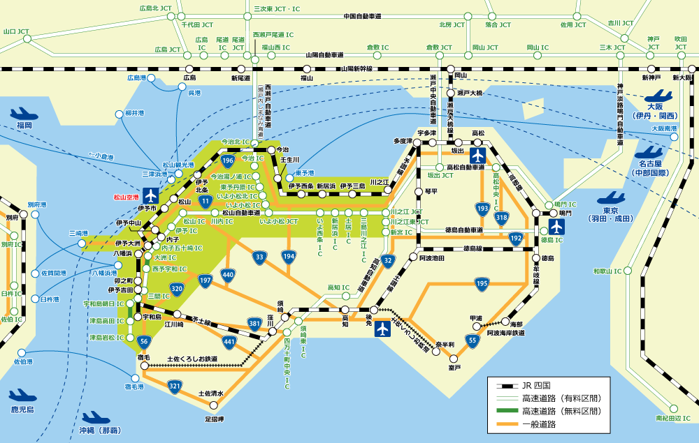 松山市のアクセスマップ